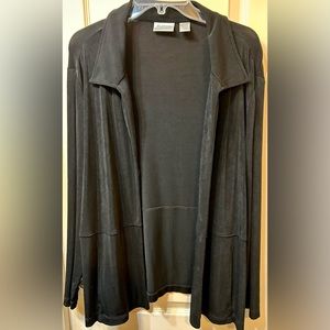 Chico’s Travelers Slinky Knit Long Sleeve Open Front Black Jacket With Pockets